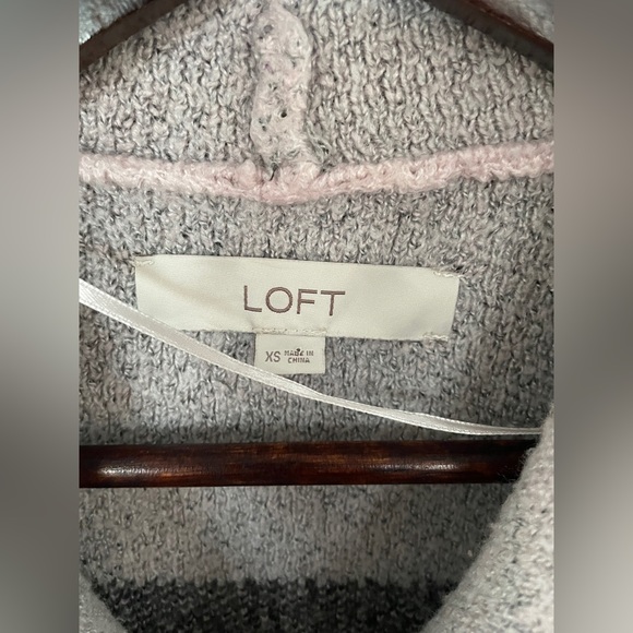 Pink/Grey Open Front LOFT Sweater - Picture 3 of 6